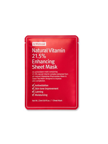 BY WISHTREND Витаминная тканевая маска Natural Vitamin C 21.5% Sheet Mask 23 мл.