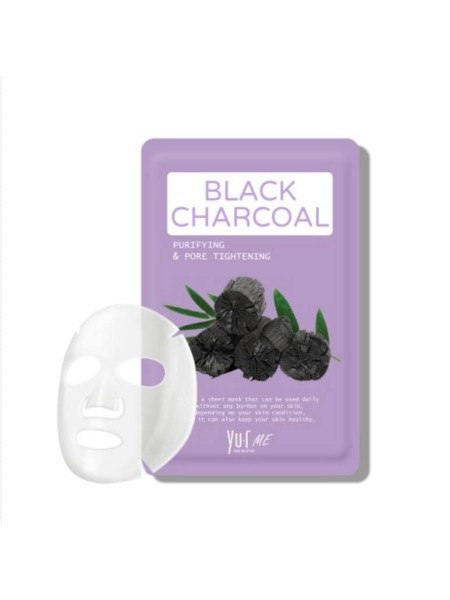 YUR ME Маска для лица с экстрактом угля Black Charcoal Sheet Mask