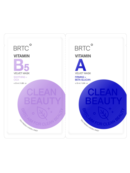 BRTC Дуэт витаминных масок для увлажнения и разглаживания кожи Vitamin B5 Mask & Vitamin A Mask