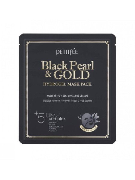 PETITFEE Гидрогелевая маска для лица с черным жемчугом Petitfee Black Pearl&Gold Hydrogel Mask Pack