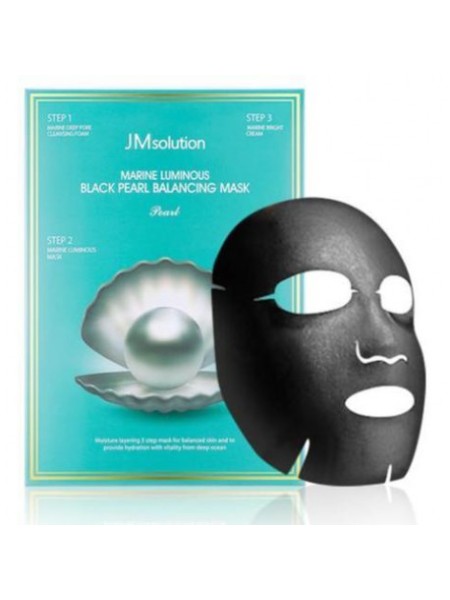 JM Solution Трёхшаговый набор для сияния кожи Marine Luminous Black Peral Balancing Mask 