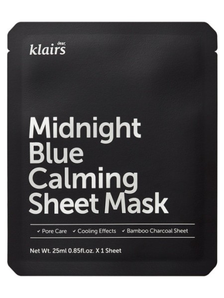 DEAR KLAIRS Вечерняя успокаивающая тканевая маска для лица Midnight Blue Calming Sheet Mask 25 мл.