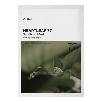 Anua Heartleaf Успокаивающая тканевая маска на основе хауттюйнии 77% Soothing Sheet Mask 