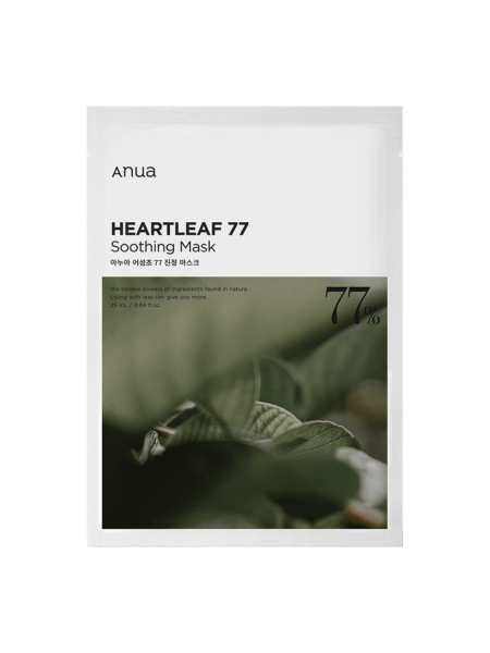 Anua Heartleaf Успокаивающая тканевая маска на основе хауттюйнии 77% Soothing Sheet Mask 